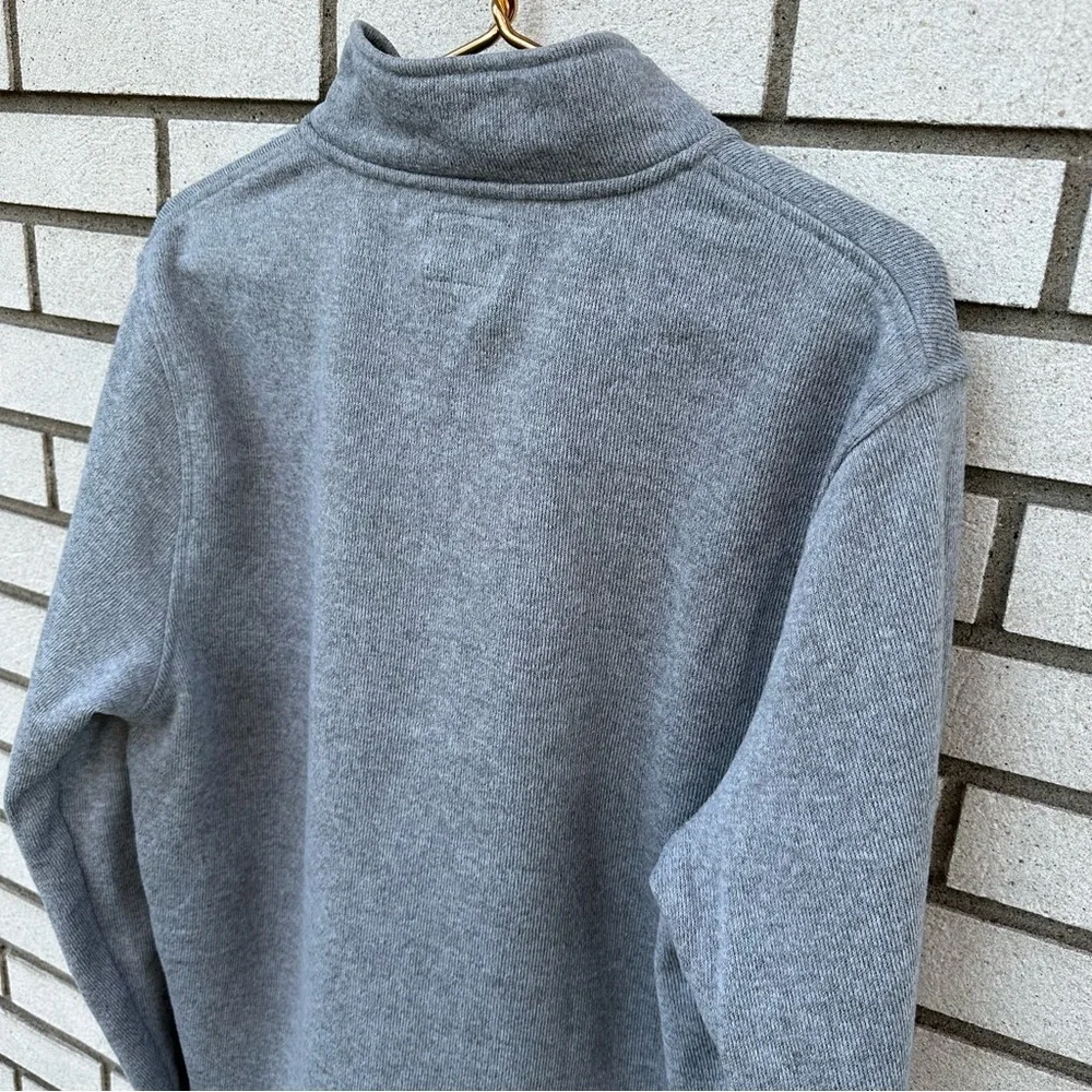 J. Crew Heather Light Gray Marled Fleece Half Zip Pullover